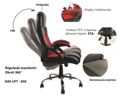 Fotel obrotowy do biurka CARRERA L RED OUTLET