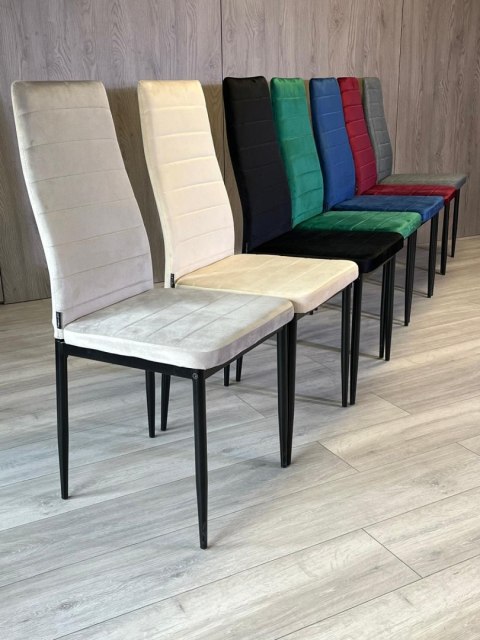 Krzesła tapicerowane zestaw 4 VALVA LINE VELVET GREY