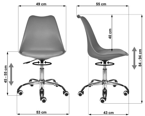 Krzesło obrotowe MONZA OFFICE WHITE + GREY FABRIC II