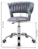 Krzesło obrotowe warkocz TRECCIA OFFICE GREY VELVET OUTLET