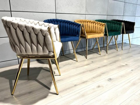 Krzesło plecione Lugano fotel TRECCIA GREY VELVET GOLD II GATUNEK