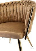 Krzesło plecione Lugano fotel TRECCIA SAND VELVET GOLD