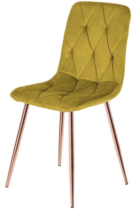 Krzesło tapicerowane BORGO VELVET OLIVE ROSE GOLD