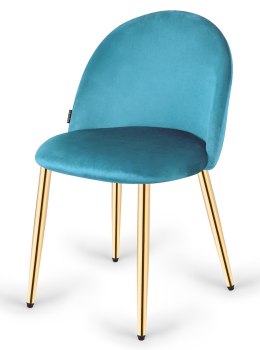 Krzesło tapicerowane GLORIA SEA BLUE VELVET GOLD