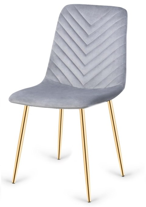 Krzesło tapicerowane TRIO VELVET LIGHT GREY GOLD