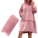 Bluzair Bluza Koc Oversize z Kapturem Polska Róż