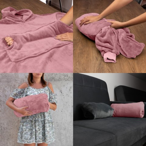 Bluzair Bluza Koc Oversize z Kapturem Polska Róż