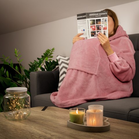 Bluzair Bluza Koc Oversize z Kapturem Polska Róż