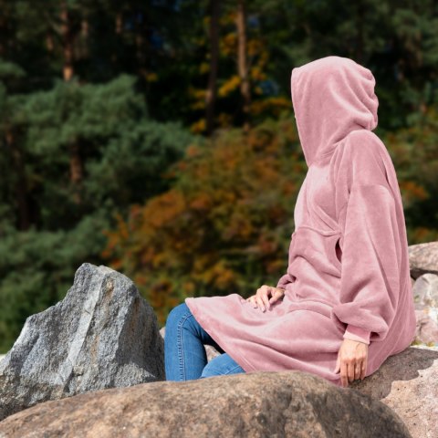 Bluzair Bluza Koc Oversize z Kapturem Polska Róż