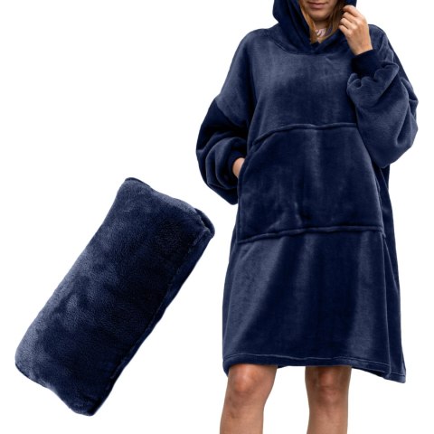 Bluzair Bluza Koc z Kapturem Polska Granatowy 4w1