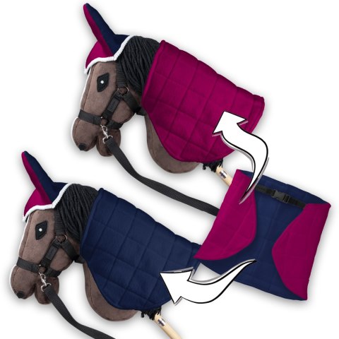 Zestaw Skippi - Hobby Horse Gniady - Derka i nauszniki - fuksja i granat