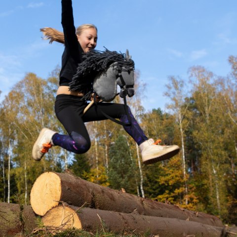 Zestaw Skippi - Hobby Horse Szary - Derka fuksja i granat - Kantar lawenda